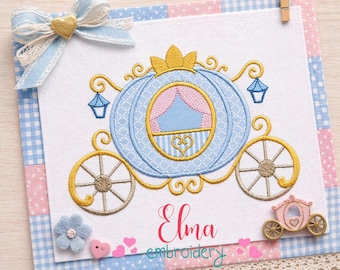 Princess Carriage Applique Embroidery Design Royal Coach Nursery File (Digital Download)