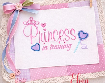 Princess in Training Embroidery Design for Baby Girls (Digital Download)