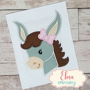 Donkey Girl - Machine Embroidery Design - Applique Embroidery - Animal Embroidery Design - 4x4 5x7 6x10 - Farm Animal Embroidery