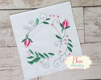 Floral Frame - Applique Embroidery - 4x4 5x5 7x7 - Machine Embroidery Design - Frame Embroidery - Frame Applique