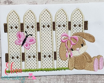 Bunny Girl Applique - Machine Embroidery Design - Easter Animal (5x4 5x7 5x8 6x10 7x12)