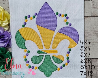 Fleur de Lis Mardi Gras Machine Embroidery Design (Digital Download)
