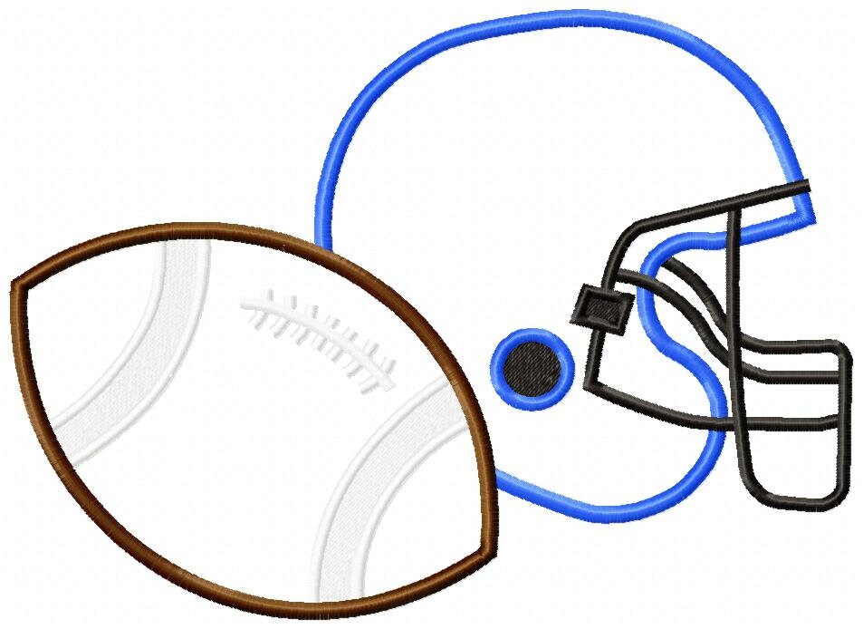 Football Ball and Helmet Applique Embroidery Design 4x4 5x4 Etsy
