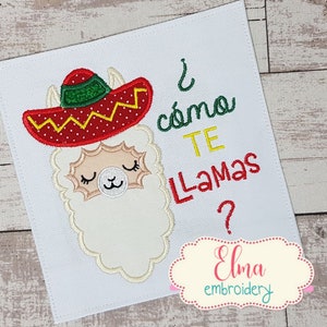 Como Te llamas? - Machine Embroidery Design - Applique - 5 de Mayo Embroidery - Cactus Embroidery - 4x4 5x5 6x6 7x7 - Mexican Embroidery