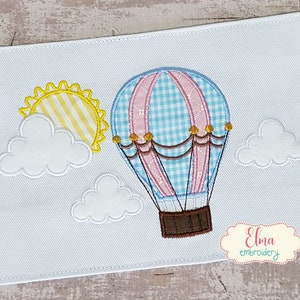 Hot Air Balloon Applique: Clouds Embroidery Design (5x7 6x10) (Digital Download)