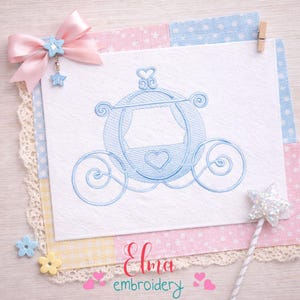 Princess Carriage Frame Embroidery Design Rippled Stitch (Digital Download)