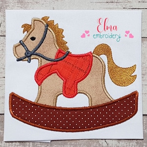 Wooden Rocking Horse -  Machine Embroidery Design - Applique Embroidery - Animal Embroidery - 4x4 5x5 6x6 7x7 - Horse applique