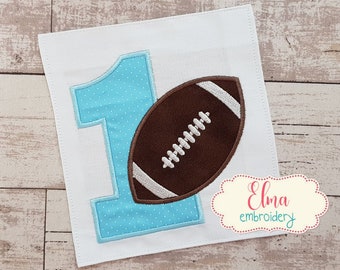 Football Number 1 One 1st Birthday - Applique Embroidery - 4x4 5x5 6x6 7x7 - Machine Embroidery Design - Birthday Embroidery