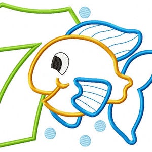 Fish Number Embroidery Designs Bundle: Ocean Birthday Applique (Digital Download) image 8