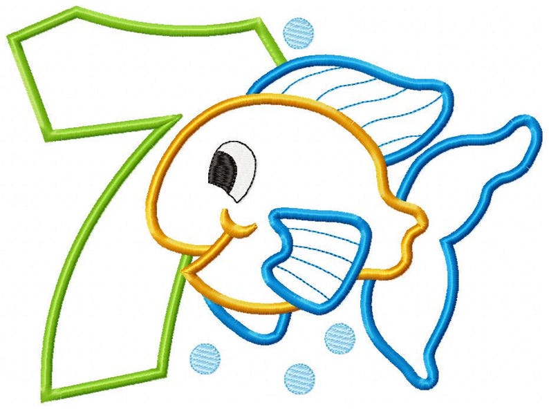 Fish Number Embroidery Designs Bundle: Ocean Birthday Applique (Digital Download) image 8