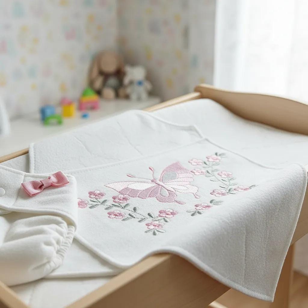 蝶と花柄のスケッチ刺繍デザイン - 繊細な庭園フレームパターン
