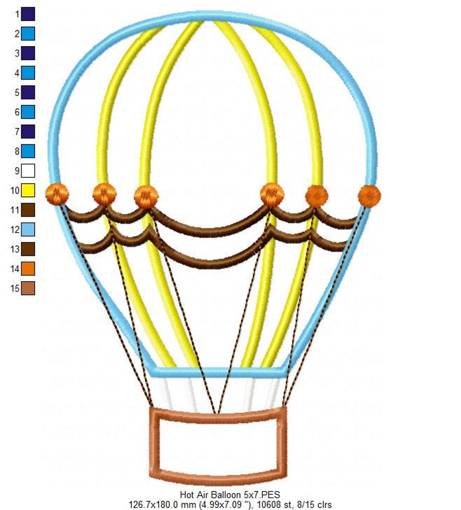 Hot Air Balloon Applique Embroidery Design 4x4 5x4 5x7 5x8 Etsy