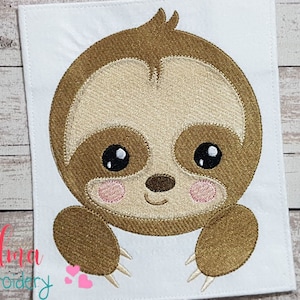 Baby Sloth Face Boy - Design de bordado à máquina - Bordado com ponto de preenchimento - Bordado de animais - 4x4 5x4 5x7 5x8 6x10 7x12 - Bordado de preguiça