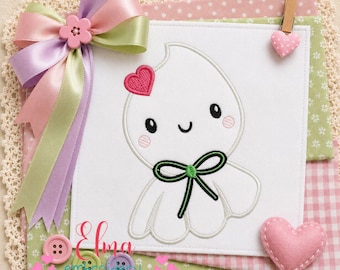 Ghost Girl Appliqué Embroidery Design Halloween Kawaii Decor (Digital Download)