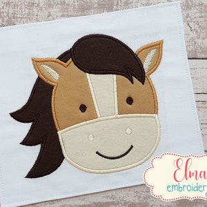 Horse Face Boy - Machine Embroidery Design - Applique Embroidery - Animal Embroidery Design - 4x4 5x5 6x6 7x7 - Farm Animal Embroidery