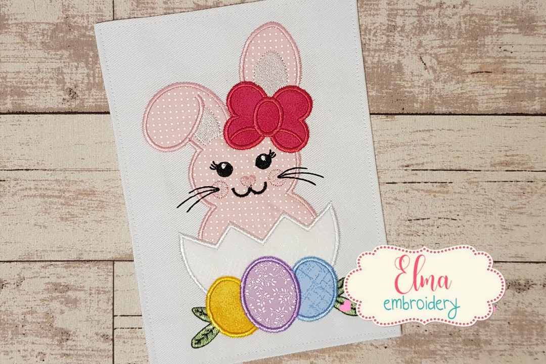 Easter Bunny Girl Applique - Machine Embroidery Design (4x4 5x7 6x10 ...