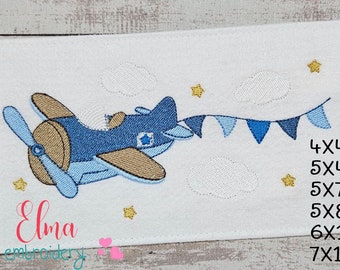 Airplane Embroidery Design: Fill Stitch Plane Applique (Digital Download)