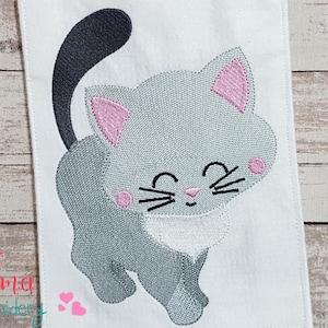 Grey Kitty - Design de bordado à máquina - Bordado com ponto de preenchimento - Bordado de animais - 3x3 4x4 5x4 5x7 5x8 6x10 7x12 - Bordado de gato