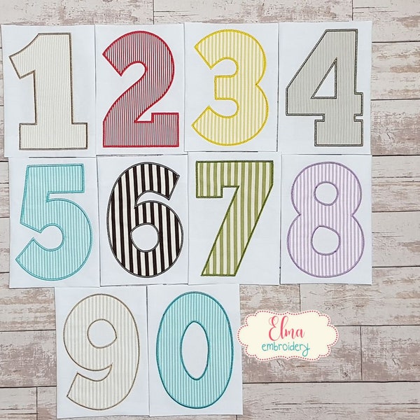 Block Numbers Birthday Set Numbers 0-9 - Applique -  2x2 3x3 4x4 5x4 5x7 5x8 6x10 7x12 - Machine Embroidery Design - Birthday Embroidery