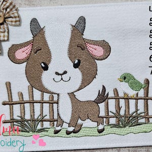 Little Fence Buddy: Adorable Farm Goat – Fill Stitch - Machine Embroidery Design - Cute Design - 4x4 5x4 5x7 5x8 6x10 7x12 - GoatEmbroidery