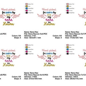 Nana Memorial Embroidery Design Angel Wings Keepsake (Digital Download) image 9