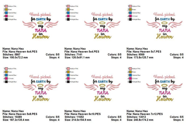 Nana Memorial Embroidery Design Angel Wings Keepsake (Digital Download) image 9