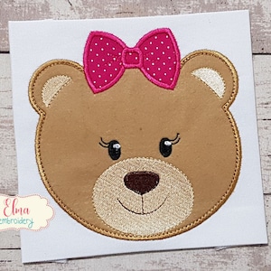 Bear Face Girl - Machine Embroidery Design - Applique Embroidery - Animal Embroidery - 4x4 5x5 6x6 7x7