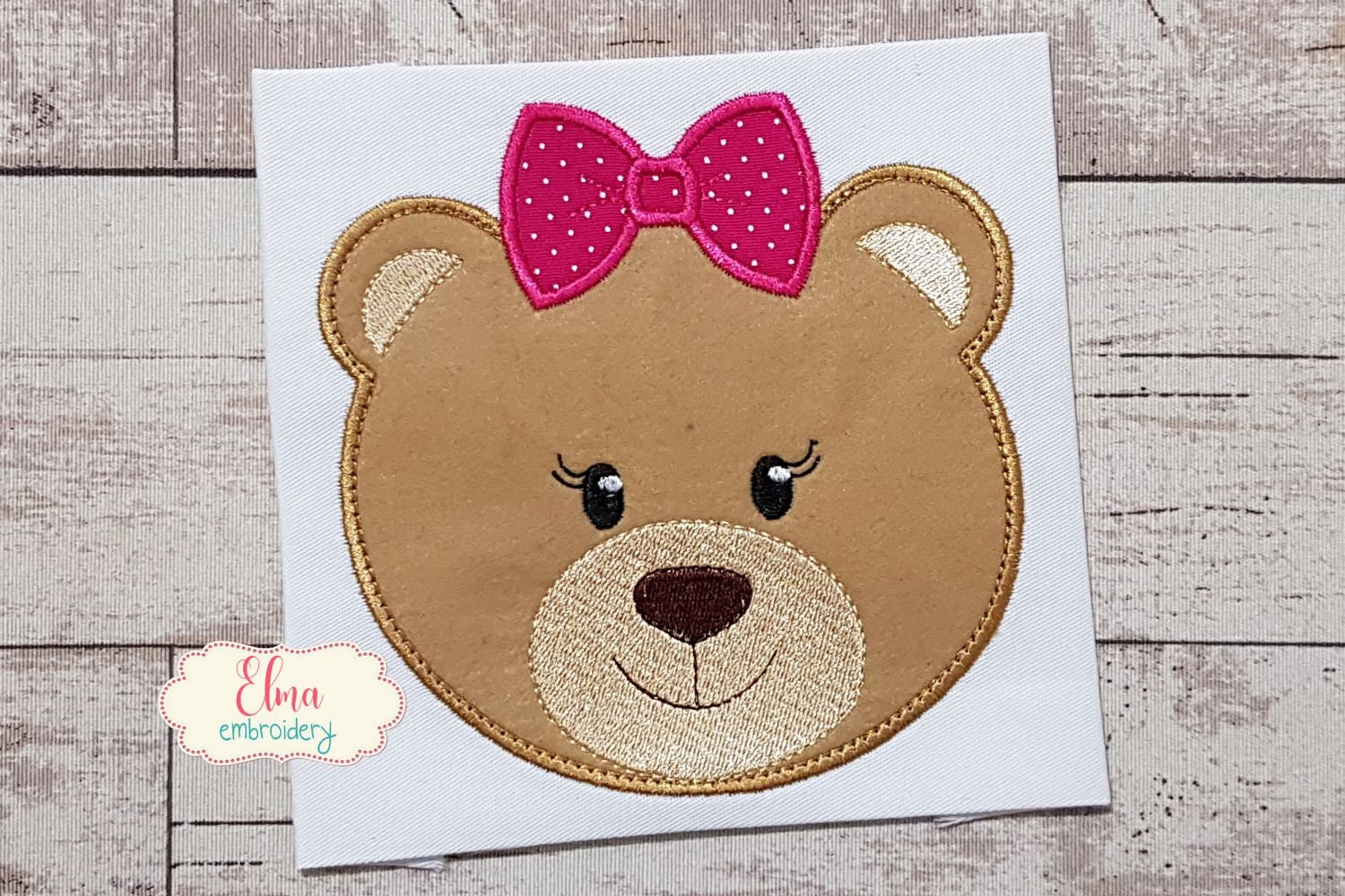 Bear Face Girl - Machine Embroidery Design - Applique