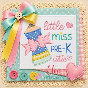 Little Miss Pre K-applikationsbroderidesign (digital nedladdning)