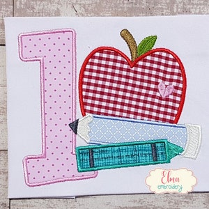 1st Grade Apple Pencil Crayon - Applique - 4x4 5x4 5x7 5x8 6x10 7x12 - Machine Embroidery Design - Back to School Embroidery - First Grade