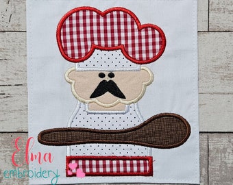 Chef with Spoon Embroidery Design: Kitchen Applique (Digital Download)