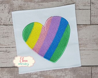 Colorful Heart - Fill Stitch Embroidery - 4x4 5x5 6x6 7x7 - Machine Embroidery Design - Pride Embroidery