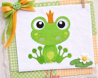 Prince Frog Embroidery Design: Fairytale Machine Stitch (Digital Download)