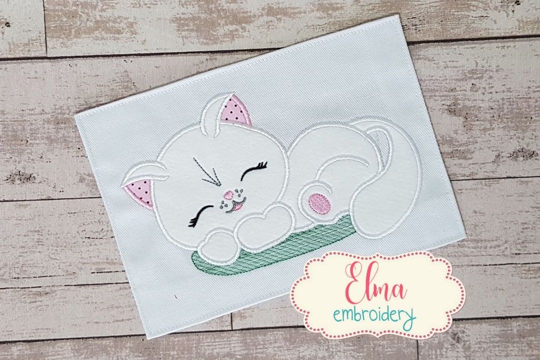 Sleepy Cat Applique - Machine Embroidery Design (digital Download) - Etsy