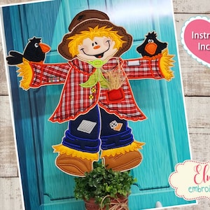 Cute Scarecrow Halloween ITH Project - Applique - 5x7 6x10 7x12 - Halloween Embroidery - Machine Embroidery Design - Instructions Included