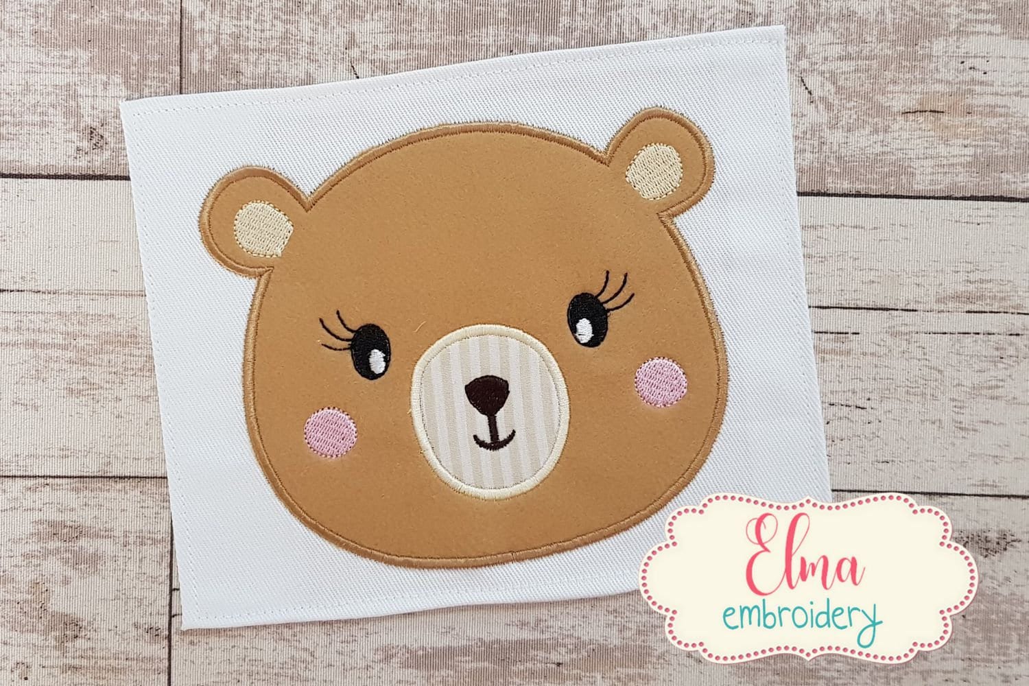Teddy bear face girl machine embroidery design applique  etsy
