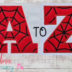 Spider Web Alphabet Monogram - Applique - 4x4 5x5 6x6 7x7 - Machine Embroidery Design - Letters Embroidery - Spiderman Monogram