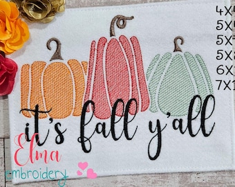 Diseño de bordado a máquina con dibujo de calabaza otoñal (descarga digital)