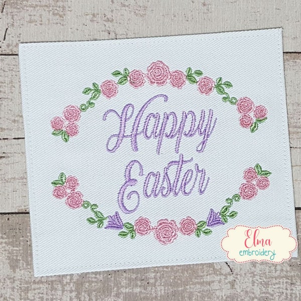 Happy Easter Frame - Fill Stitch Embroidery - 4x4 5x5 6x6 7x7 - Machine Embroidery Design - Easter Embroidery
