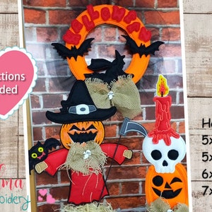 Pumpkin Scarecrow Halloween Set ITH Project Applique 5x7 5x8 6x10 7x12 Halloween Embroidery Machine Embroidery Design -Instructions Included