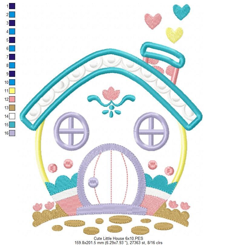 Cute Little House Applique Embroidery Design 4x4 5x4 5x7 Etsy