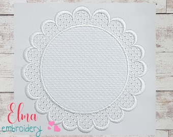 Delicate Lace Frame: Machine Embroidery Design (3x3-7x7)