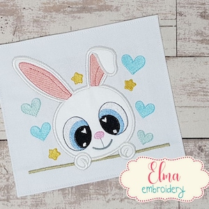 Bunny Boy Machine Embroidery Design - Applique Embroidery - Animal Embroidery Design - 4x4 5x7 6x10 7x12