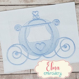 Princess Carriage - Rippled Embroidery Design - 4x4 5x7 6x10 7x12 - Machine Embroidery Design - Princess Embroidery - Newborn Embrooidery