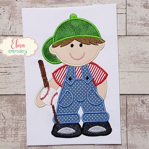 Baseball Boy Applique - Machine Embroidery Design (Digital Download)