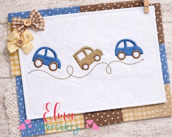 Little Cars Parade Machine Embroidery Design: Baby Boy Fill Stitch (Digital Download)