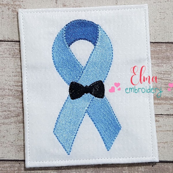 Blue November Ribbon with Tie - Fill Stitch Embroidery - 8 sizes - Machine Embroidery Design - Awareness Embroidery Desin