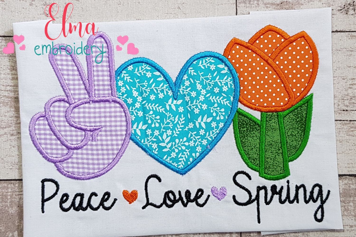 Peace Love Spring Applique - Machine Embroidery Design (digital