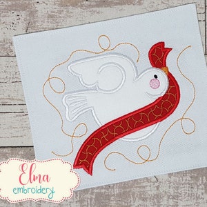 Christmas Dove - Holy Spirit - Applique embroidery design - 4x4 5x5 6x6 7x7 - Christmas Embroidery - Machine Embroidery Design - 01