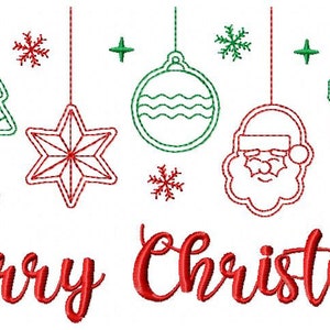 Merry christmas decorations redwork embroidery 5x7 6x10  etsy Merry christmas decorations redwork embroidery 5x7 6x10  etsy